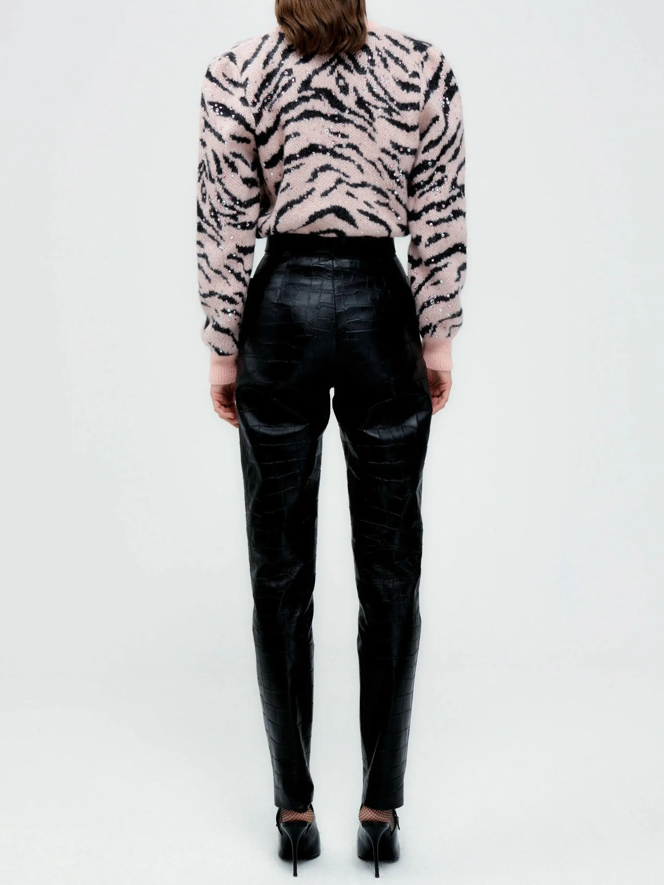 Alessandra Rich Zebra Pattern Knitted Cardigan