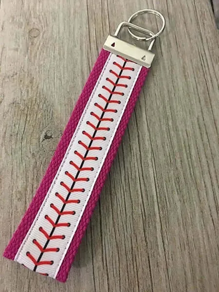 Baseball Wrislet Keychain- Pink