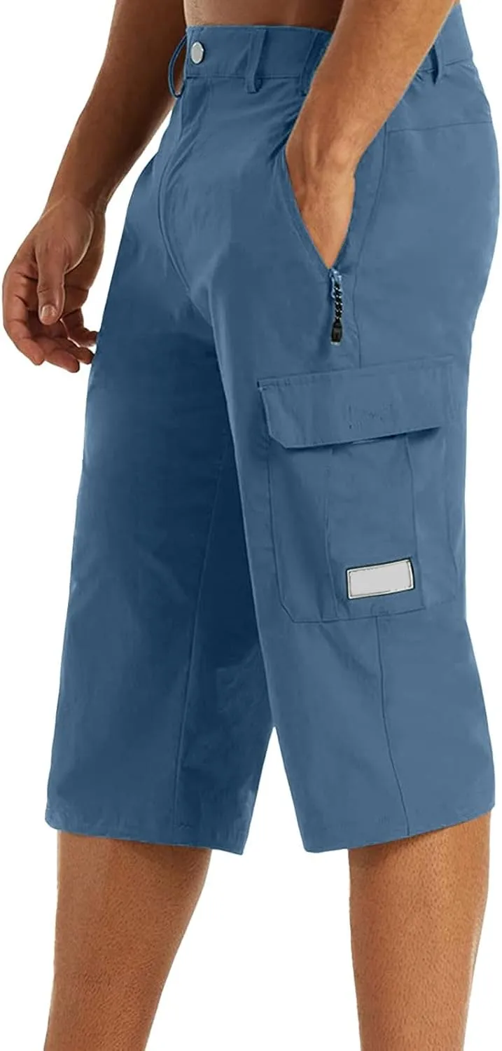 Big and Tall Cargo Shorts for Men Quick Dry Lightweight Hiking Athletic 3/4 Capris Casual Work Golf Short Pant Pocket