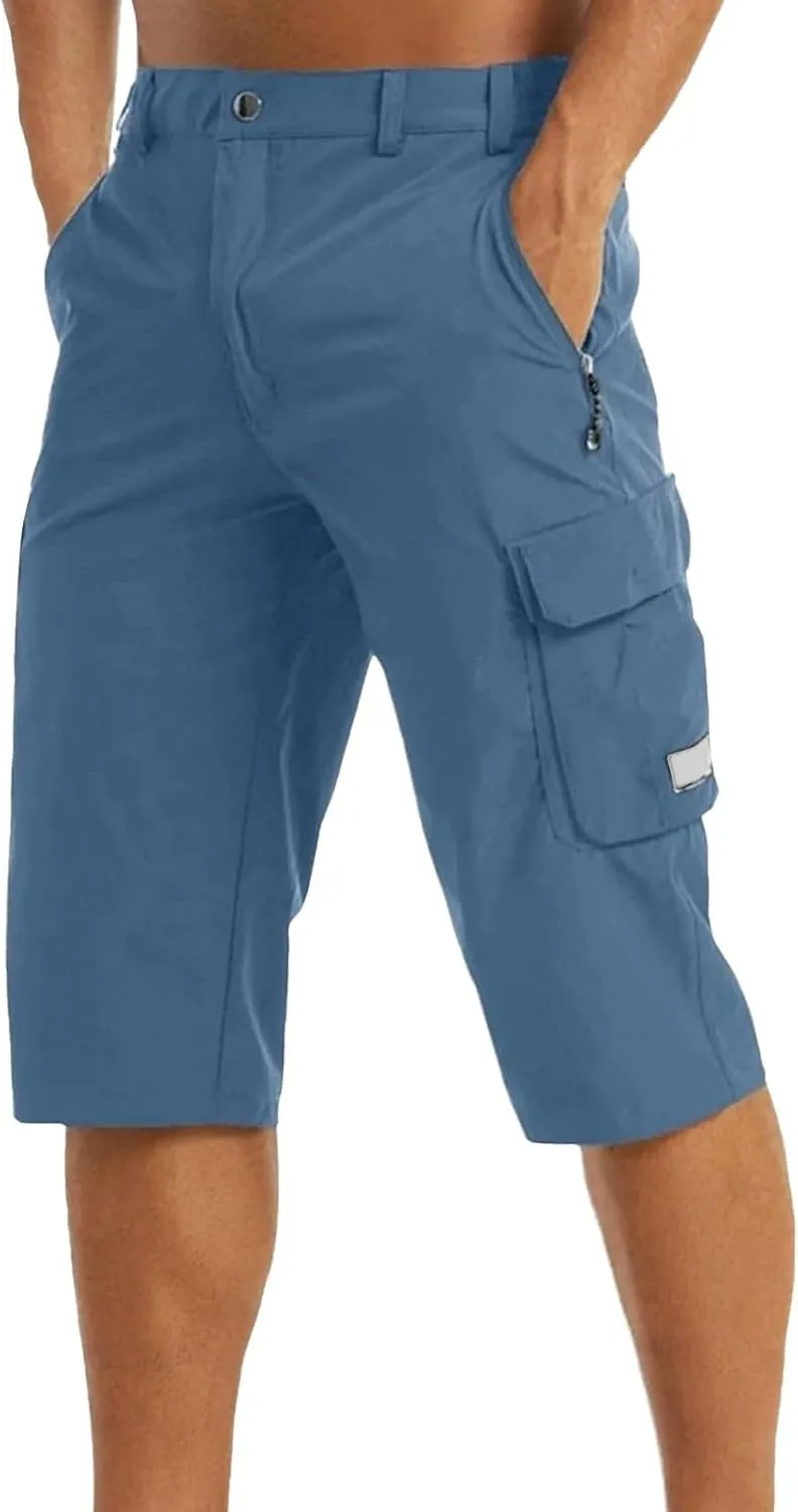 Big and Tall Cargo Shorts for Men Quick Dry Lightweight Hiking Athletic 3/4 Capris Casual Work Golf Short Pant Pocket