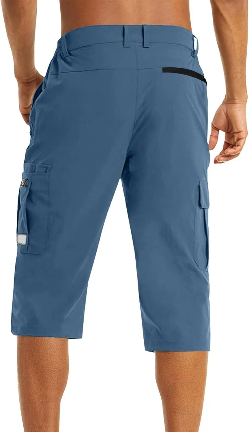 Big and Tall Cargo Shorts for Men Quick Dry Lightweight Hiking Athletic 3/4 Capris Casual Work Golf Short Pant Pocket