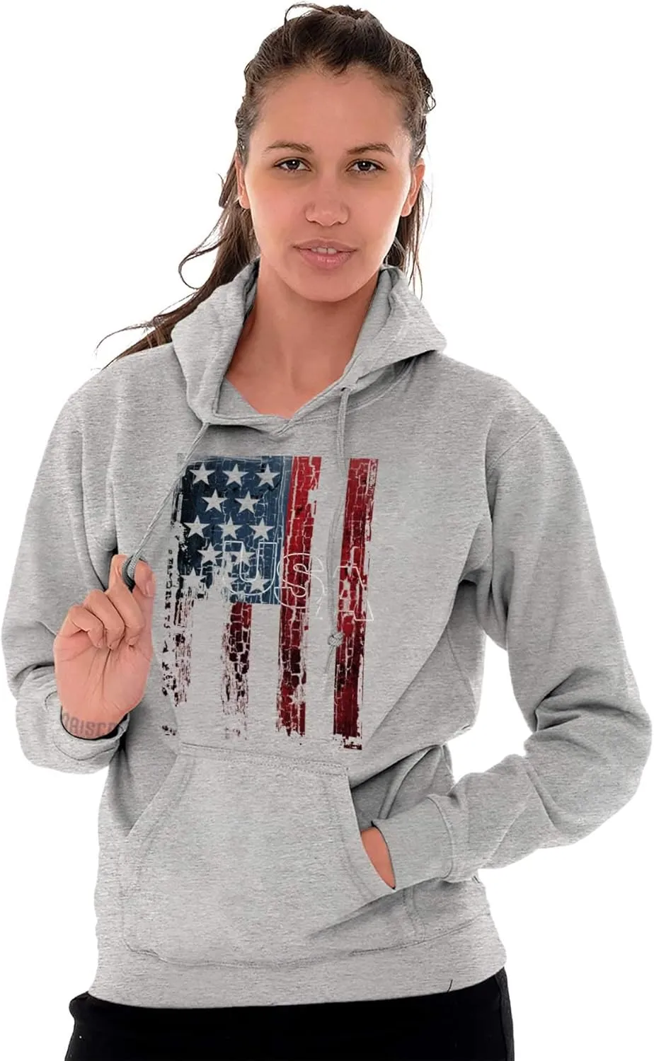 Classic Teaze American Flag Vertical Star Antique Hoodie Sweatshirt Women Men