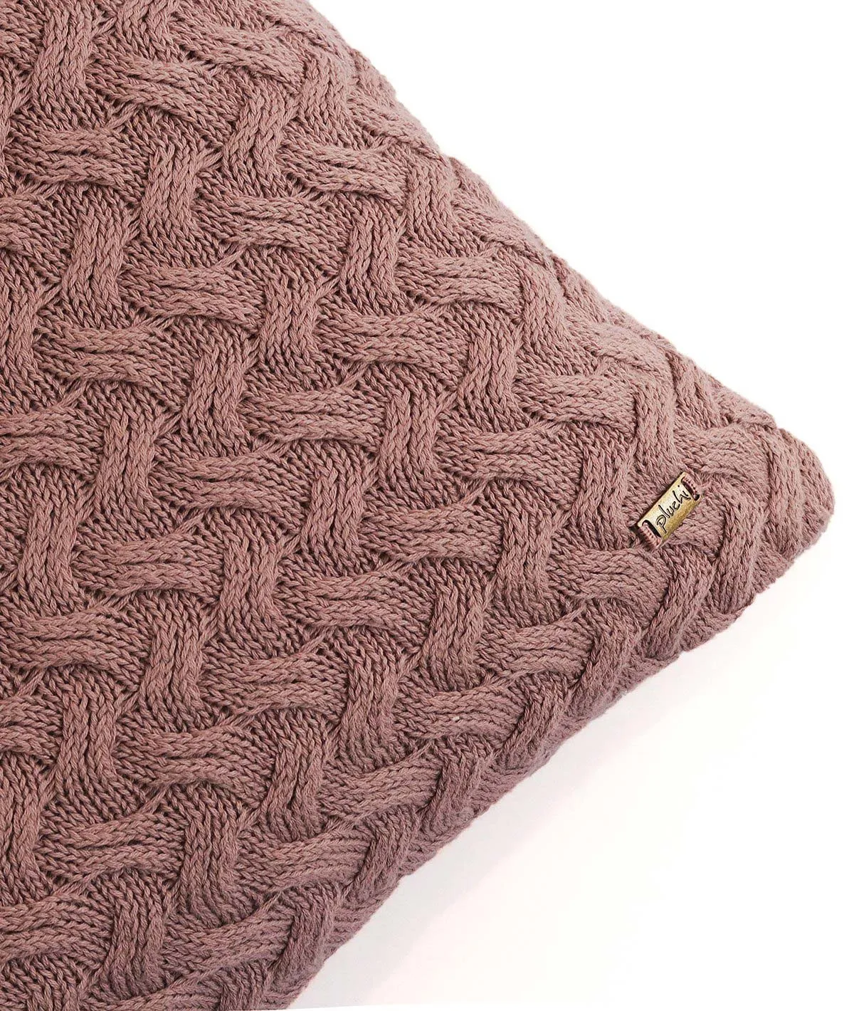 Criss Cross Cotton Knitted Decorative Pewter Color 18 x 18 Inches Cushion Cover