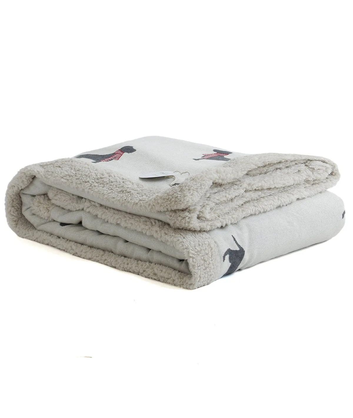Dachshund - Pale Whisper Cotton Knitted Kids Single Bed Blanket with Warm Sherpa Fabric