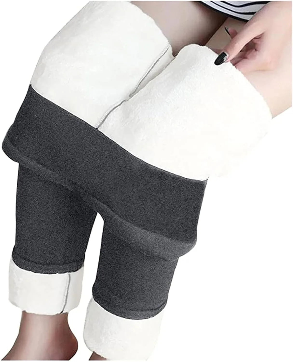 hlysgo Petite Pants for Women Winter Warm Sherpa Fleece Lined Leggings Casual Slim Fit Thickened Thermal Pants Trousers