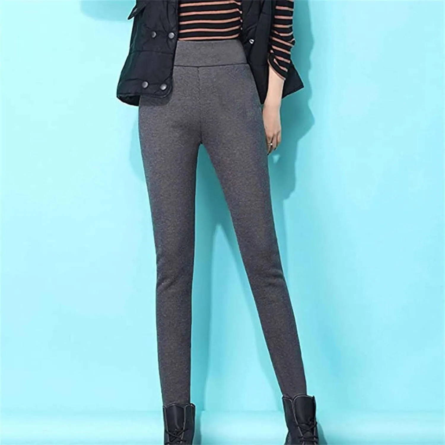hlysgo Petite Pants for Women Winter Warm Sherpa Fleece Lined Leggings Casual Slim Fit Thickened Thermal Pants Trousers