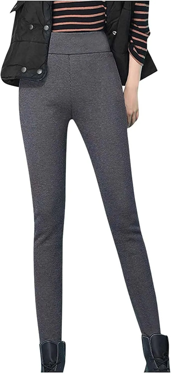hlysgo Petite Pants for Women Winter Warm Sherpa Fleece Lined Leggings Casual Slim Fit Thickened Thermal Pants Trousers