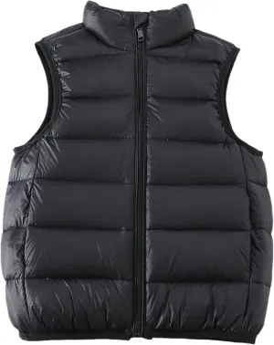 Kids Puffer Down Vest Windproof Lightweight Gilet Waistcoat Padded Jacket Stand Collar Coat