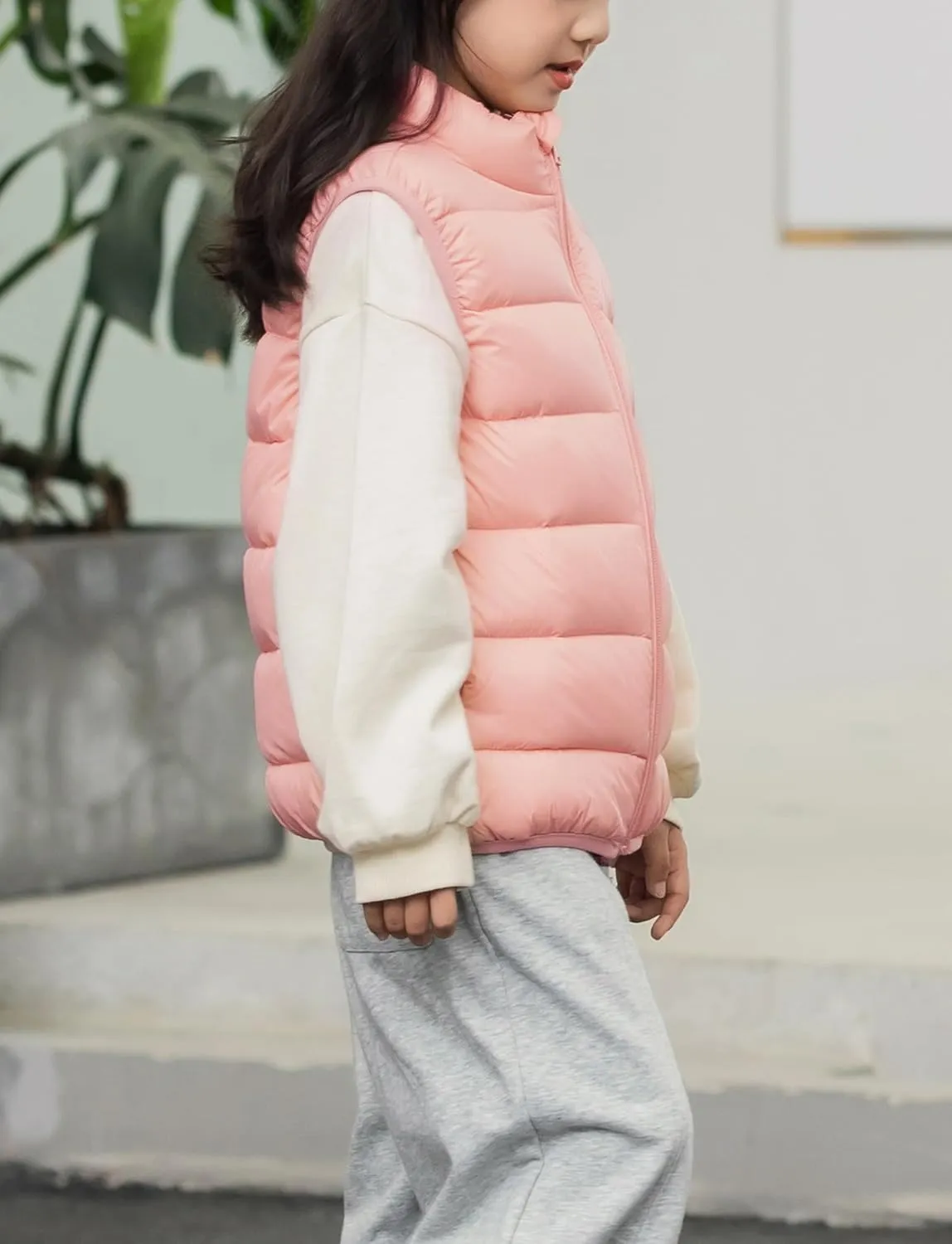 Kids Puffer Down Vest Windproof Lightweight Gilet Waistcoat Padded Jacket Stand Collar Coat