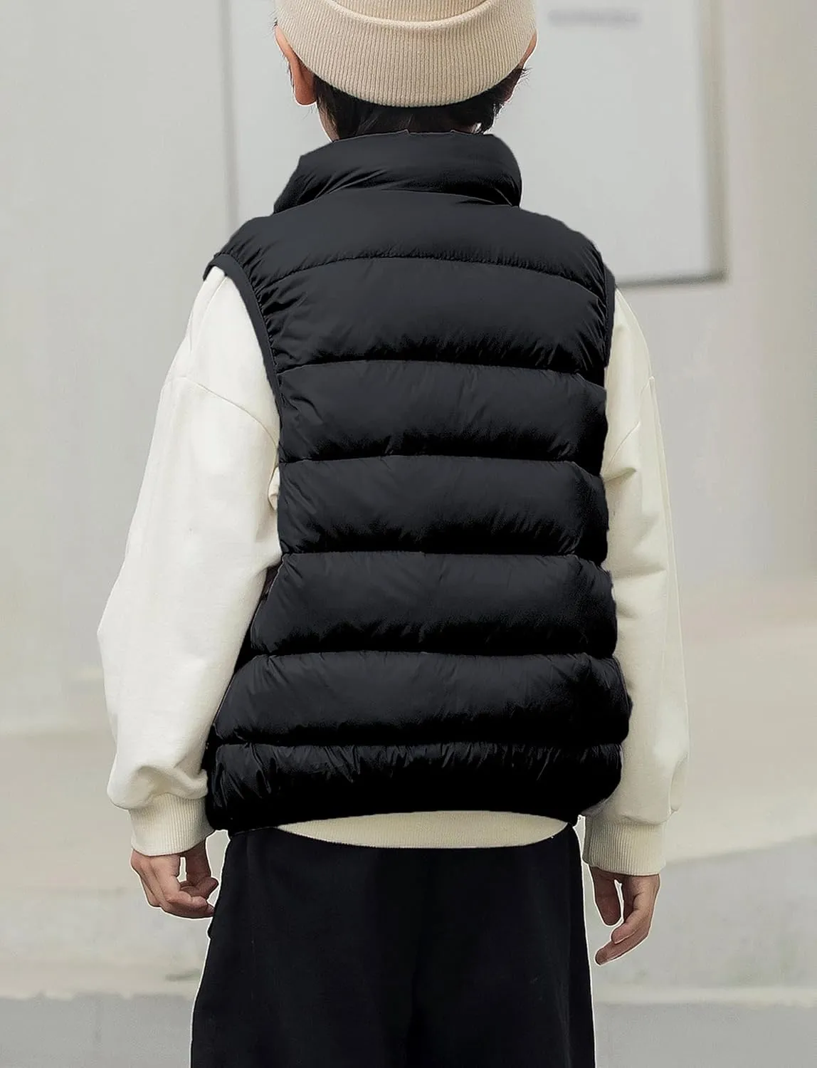 Kids Puffer Down Vest Windproof Lightweight Gilet Waistcoat Padded Jacket Stand Collar Coat