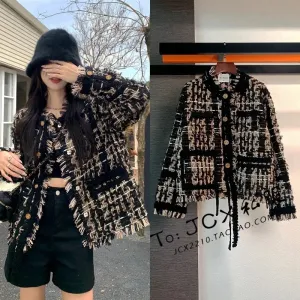 LVSANW 2024 Spring Autumn New Campus Wind Heavy Industry Black Gold Braided Fringe Advanced Sense of Small Fragrant Wind Female Coat