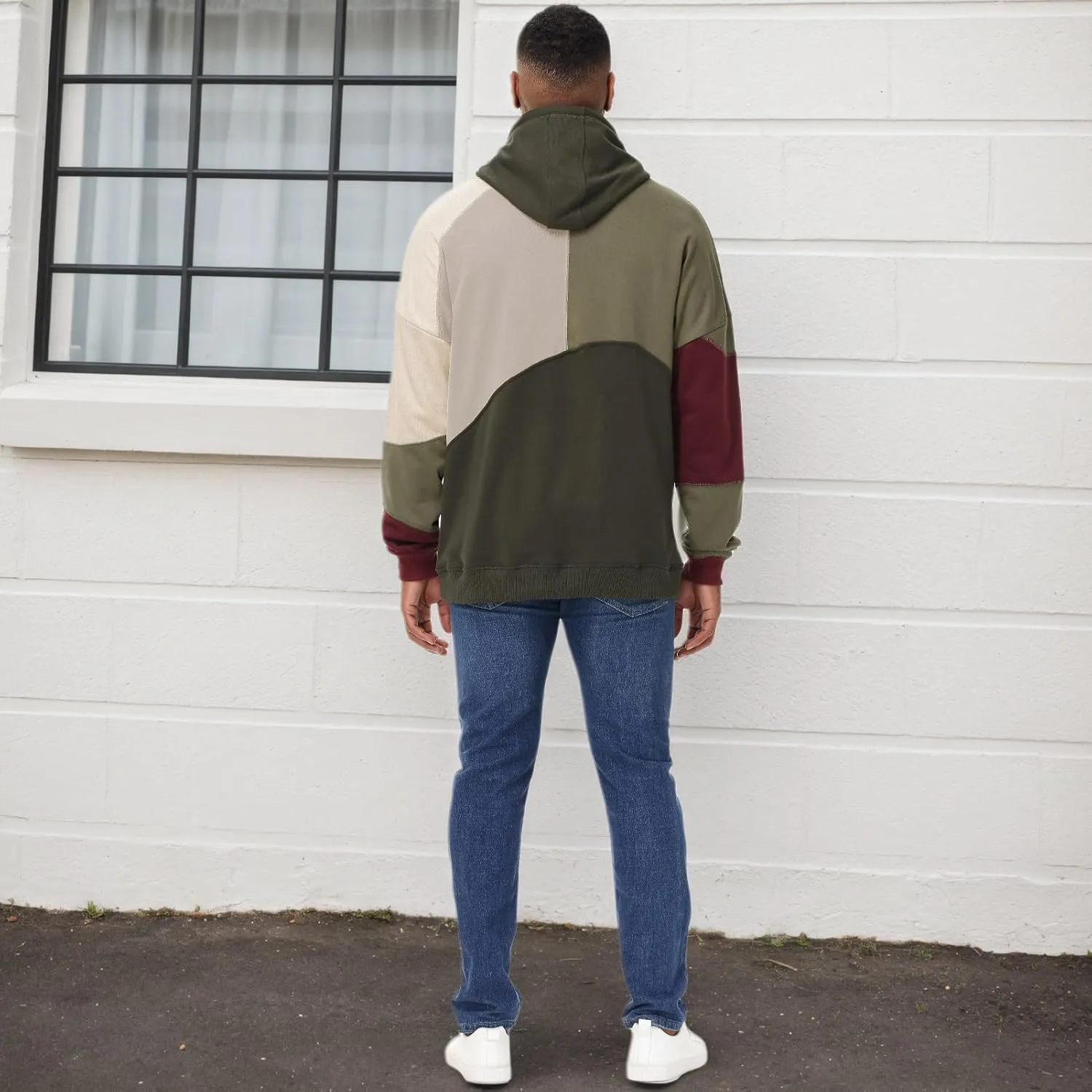 Men's Fashion Hoodies Techwear Color Block Long Sleeve Sweatshirts Unisex Lightweight Colourful Hoodie Pullover