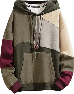 Men's Fashion Hoodies Techwear Color Block Long Sleeve Sweatshirts Unisex Lightweight Colourful Hoodie Pullover