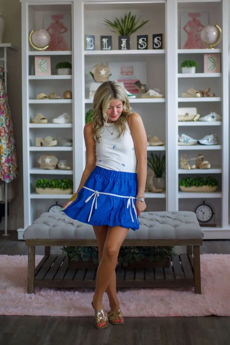 Mini Skirt With Double Tie Detail And Balloon Hem