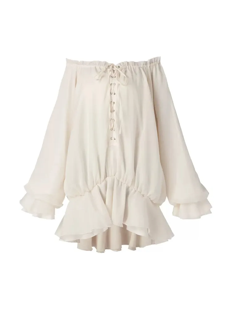 Off-shoulder puff dress【s0000007197】