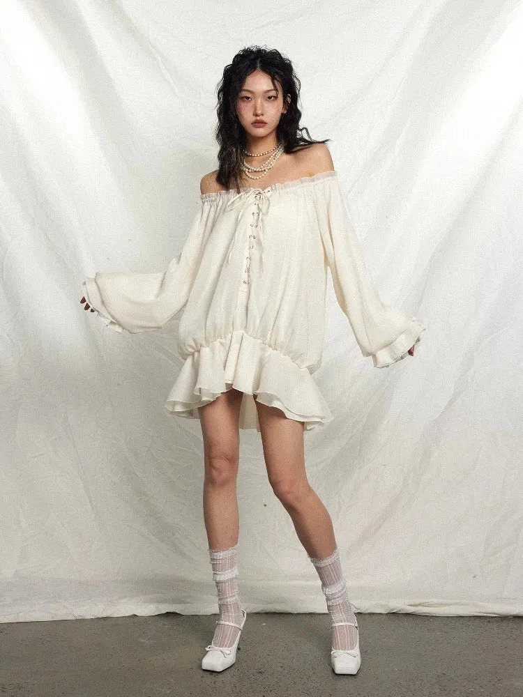 Off-shoulder puff dress【s0000007197】