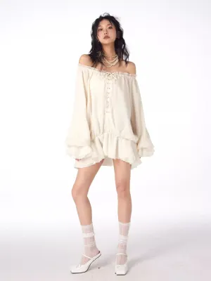 Off-shoulder puff dress【s0000007197】