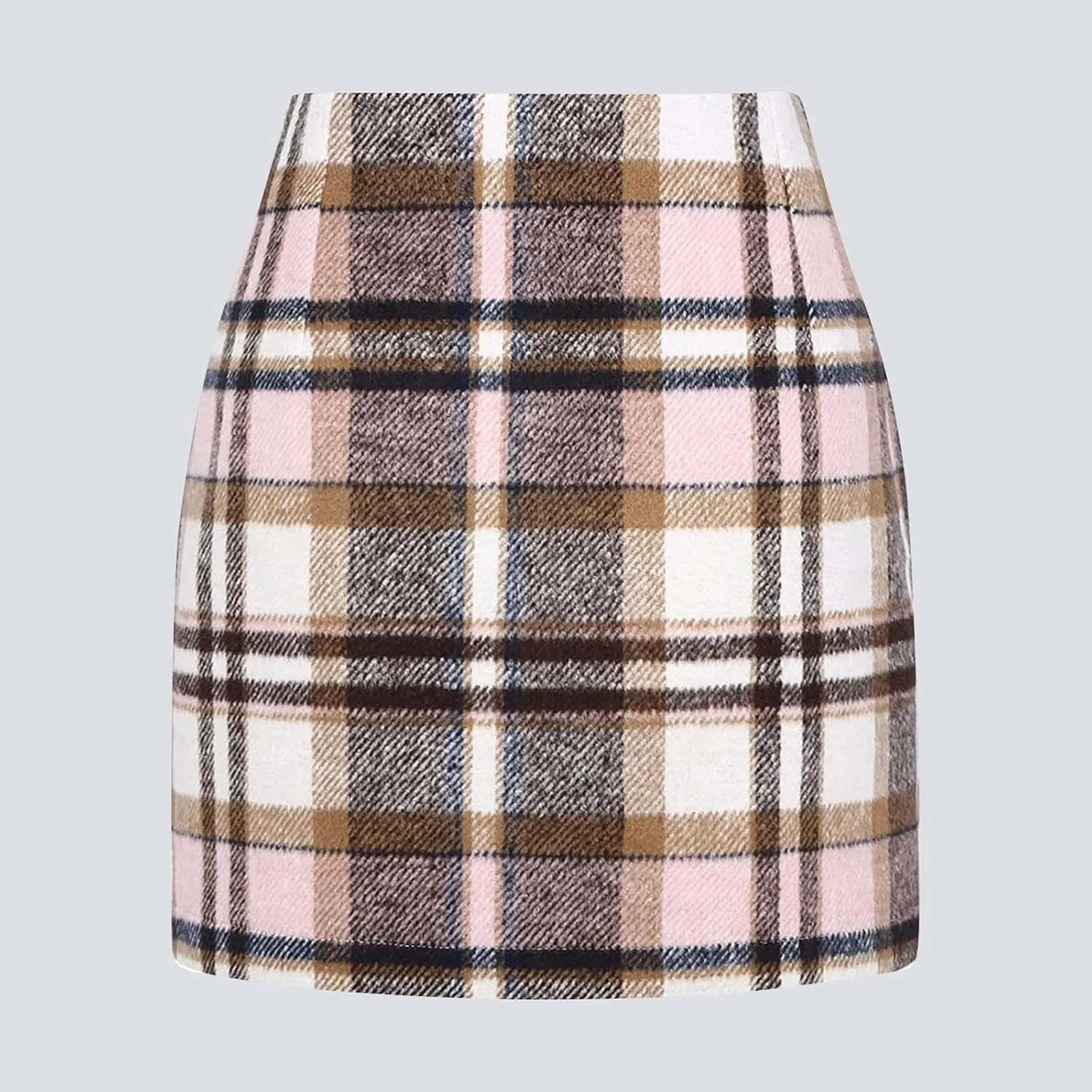 Plaid Skirt High Waist Bodycon Pencil Wool Mini Skirts for Women Stretch Flannel Skirt Fall Outfits 2025 Casual Dress