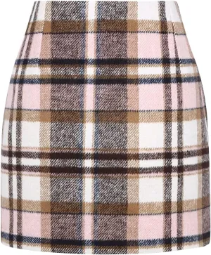 Plaid Skirt High Waist Bodycon Pencil Wool Mini Skirts for Women Stretch Flannel Skirt Fall Outfits 2025 Casual Dress