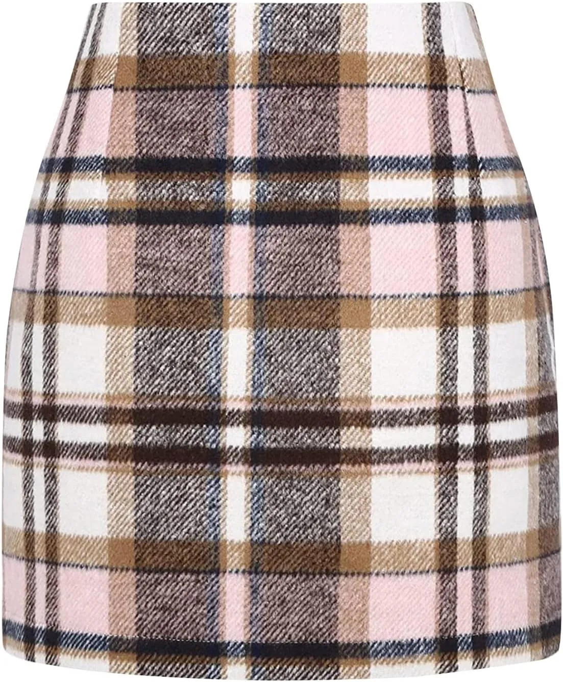 Plaid Skirt High Waist Bodycon Pencil Wool Mini Skirts for Women Stretch Flannel Skirt Fall Outfits 2025 Casual Dress