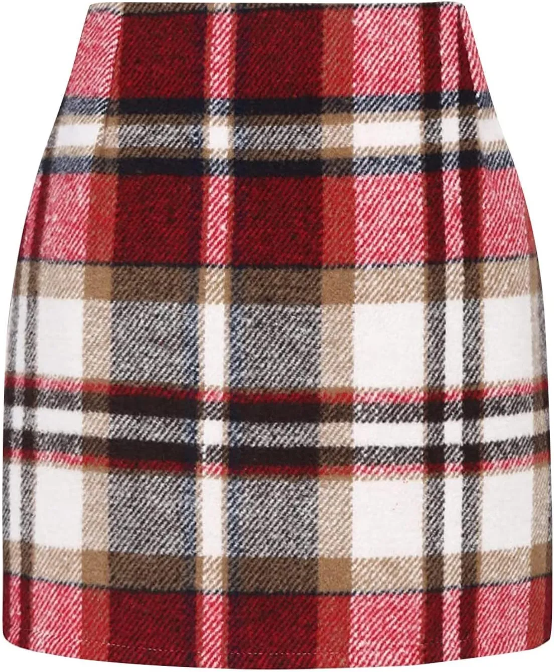 Plaid Skirt High Waist Bodycon Pencil Wool Mini Skirts for Women Stretch Flannel Skirt Fall Outfits 2025 Casual Dress