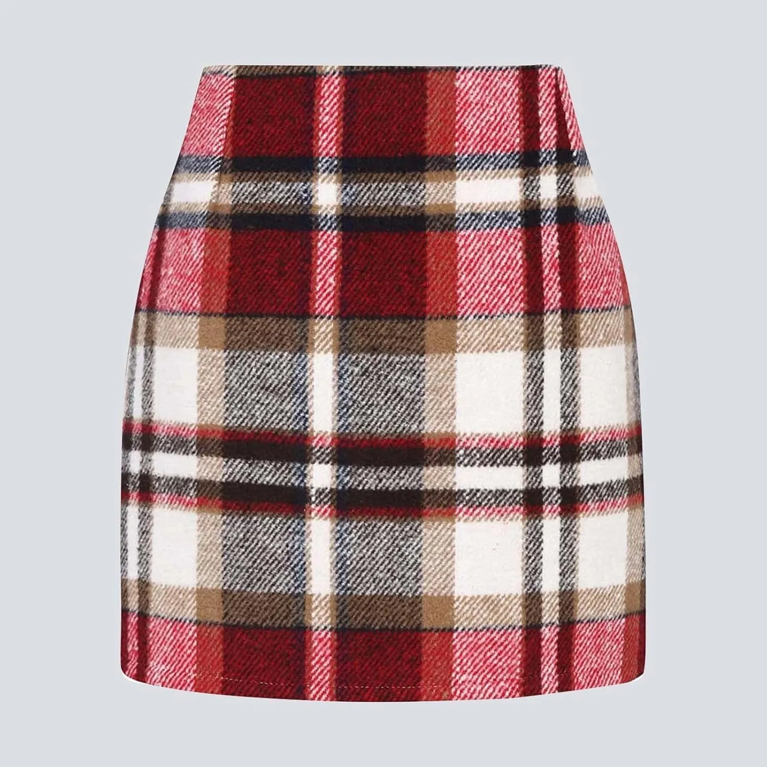 Plaid Skirt High Waist Bodycon Pencil Wool Mini Skirts for Women Stretch Flannel Skirt Fall Outfits 2025 Casual Dress