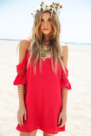 Rayla Off-Shoulder Dress - Red