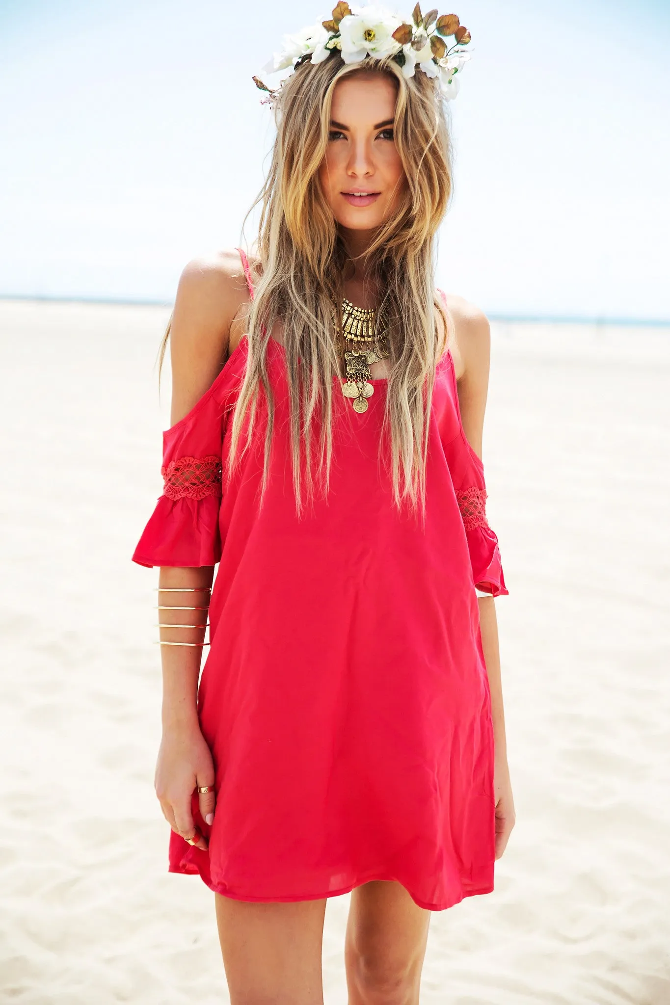 Rayla Off-Shoulder Dress - Red