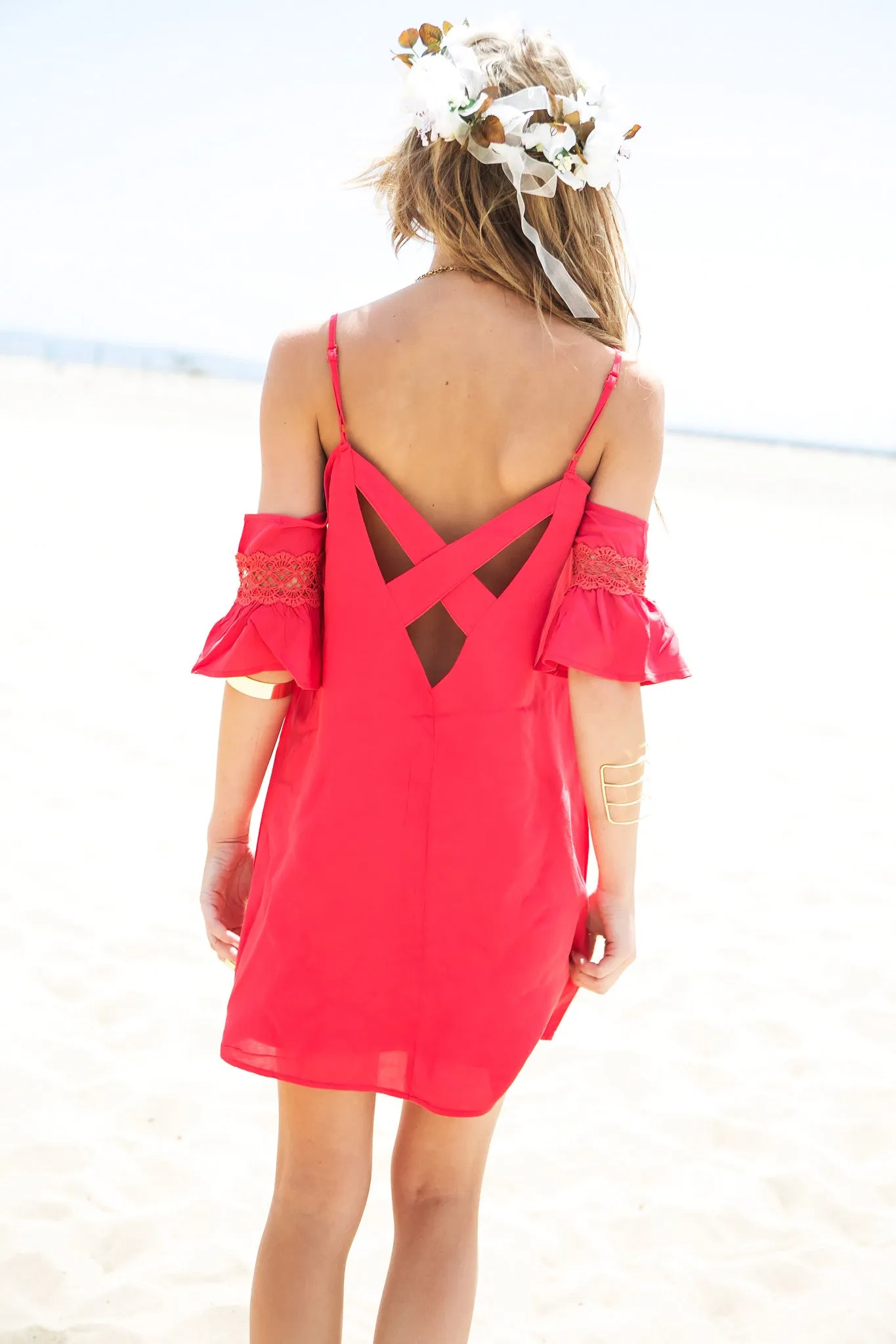 Rayla Off-Shoulder Dress - Red