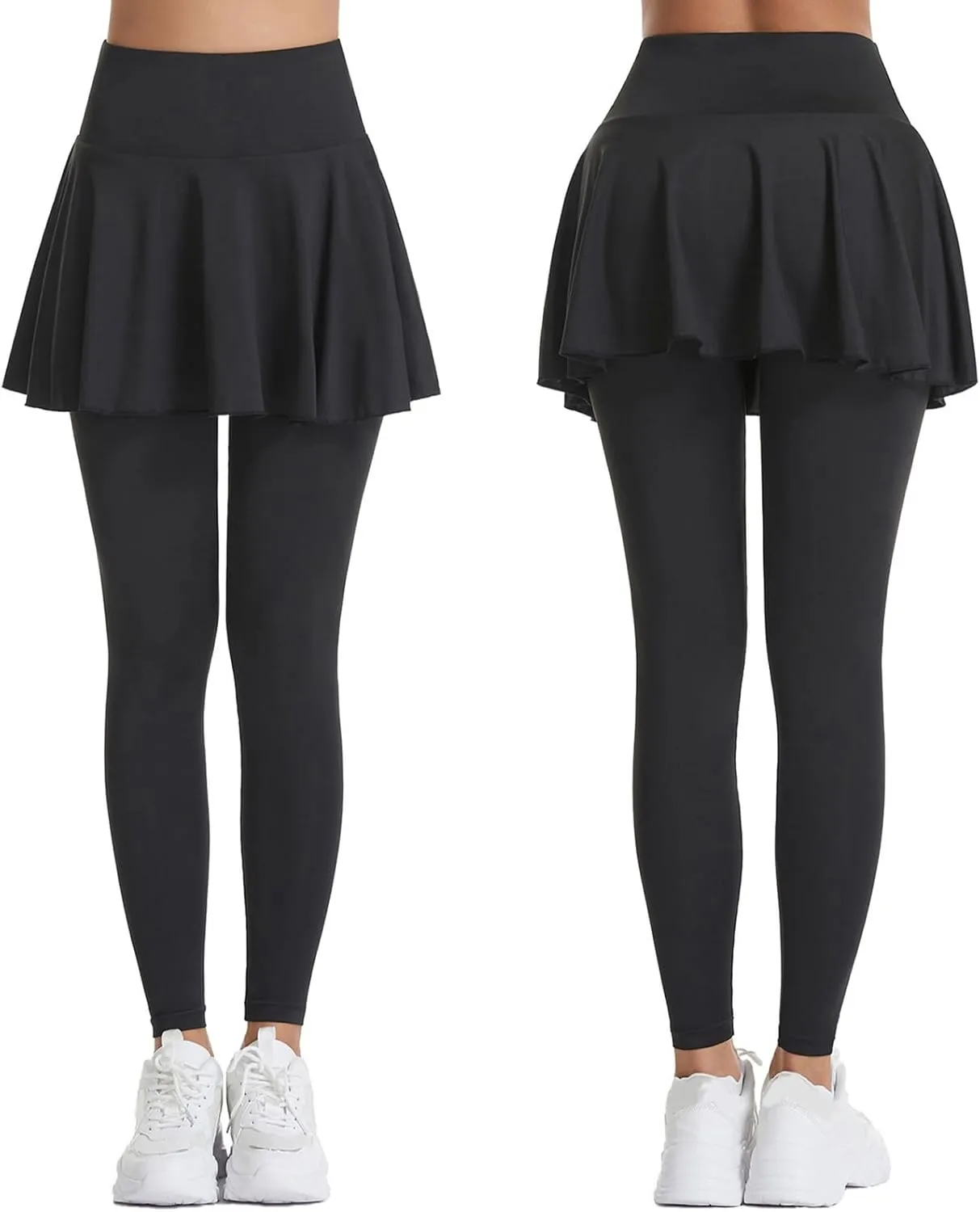 Skirted Legging for Women Tennis Yoga Active Pleated Skort Athletic Ruffle Golf Lightweight Stretch High Waisted Pant