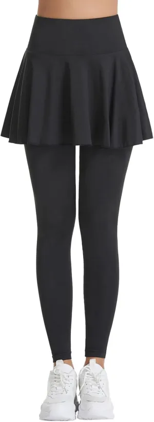 Skirted Legging for Women Tennis Yoga Active Pleated Skort Athletic Ruffle Golf Lightweight Stretch High Waisted Pant