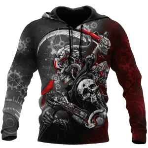 Skull Grim Reaper Robot Mechanic Cyber Hoodie 3D All Over Print Death Skull Hoodies