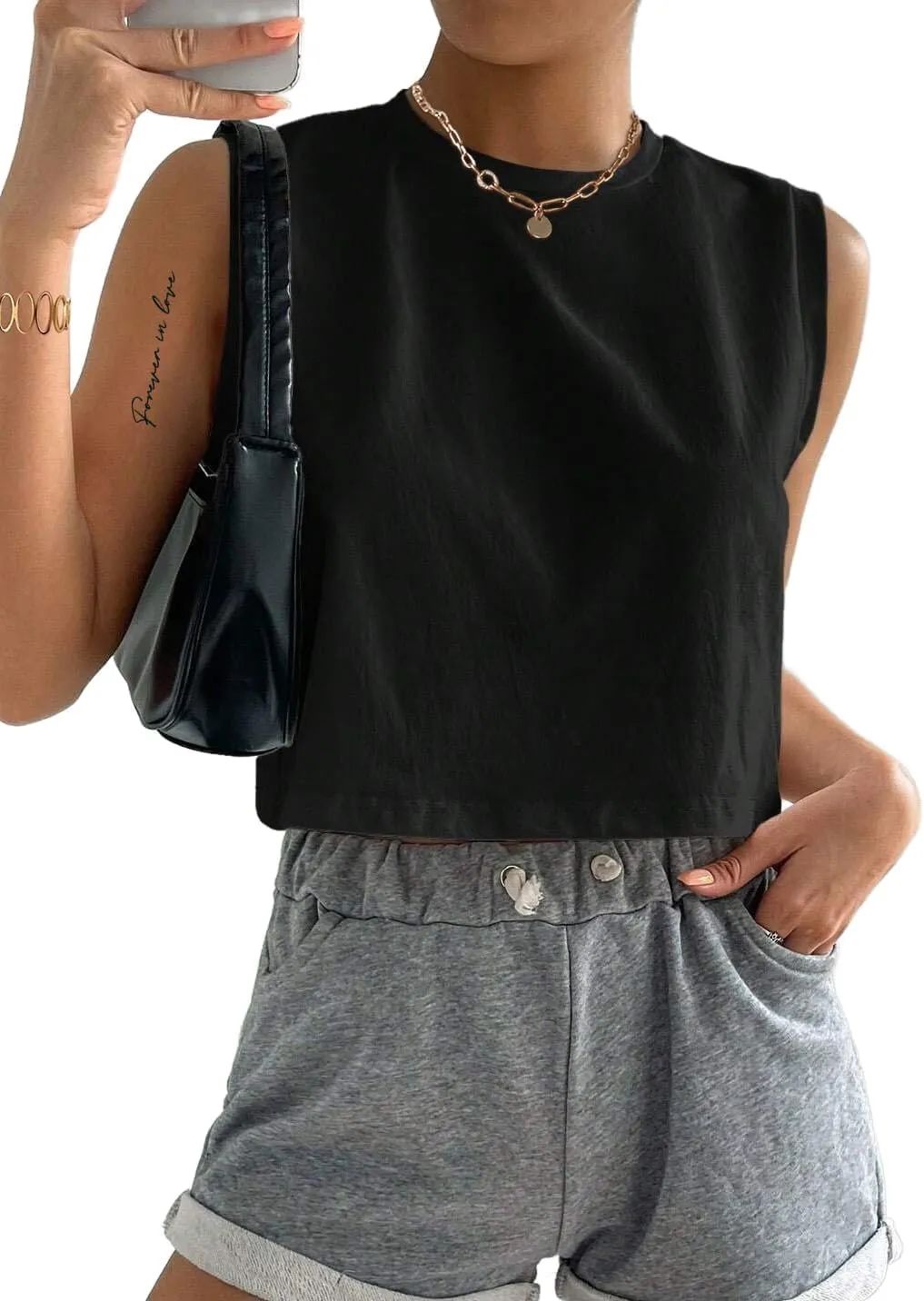 SOFIA'S CHOICE Crop Tank Tops for Women Summer Casual Loose Fit Workout Sleeveless Shirts
