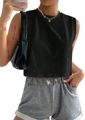 SOFIA'S CHOICE Crop Tank Tops for Women Summer Casual Loose Fit Workout Sleeveless Shirts