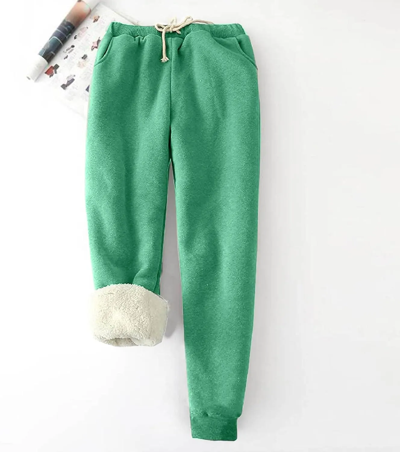 Sweatpants Women Fleece Lined,Winter Warm Joggers High Waist Athletic Jogger Pants Thicken Outdoor Pants with Pocket