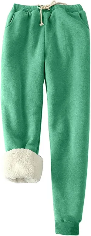 Sweatpants Women Fleece Lined,Winter Warm Joggers High Waist Athletic Jogger Pants Thicken Outdoor Pants with Pocket