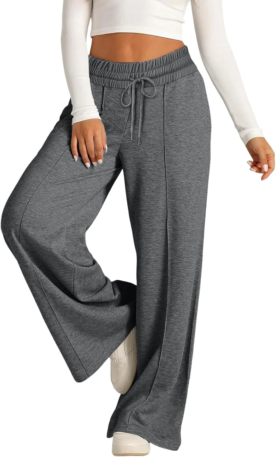Womens Wide Leg Sweatpants Casual High Waist Baggy Athletic Jogger Pants Plus Size Boyfriend Drawstring Lounge Slacks