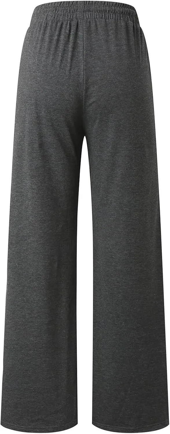 Womens Wide Leg Sweatpants Casual High Waist Baggy Athletic Jogger Pants Plus Size Boyfriend Drawstring Lounge Slacks