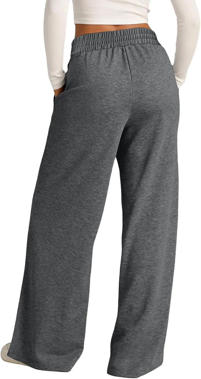 Womens Wide Leg Sweatpants Casual High Waist Baggy Athletic Jogger Pants Plus Size Boyfriend Drawstring Lounge Slacks